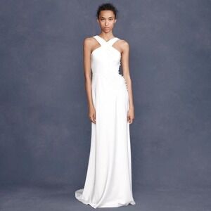 J.Crew Bridal Silk Lined Cross‎ Back Wedding Gown Ivory Size 4